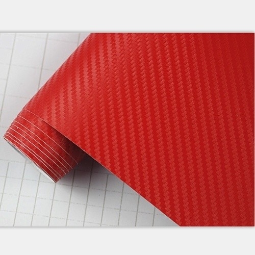 Water Proof Yes 5.5 Inch Red Color Car Decorative Vinyl Film 3D Carbon Fiber 1.52X30m
